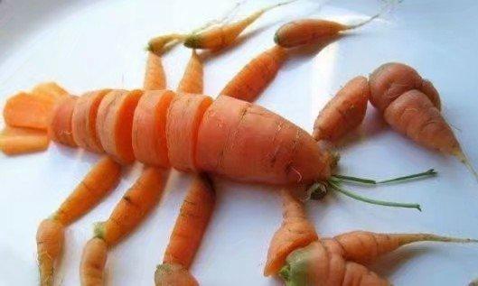 每日一笑:好厉害的人,竟然能把胡萝卜拼成龙虾