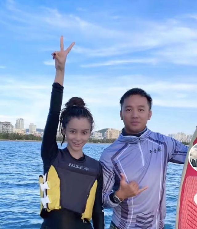 baby带儿子去度假,被偶遇跟某男星一起冲浪,心情不受