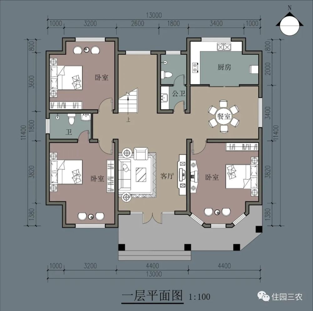 面宽13米,6卧室,还有挑空客厅和书房,这栋二层别墅看了让人心动