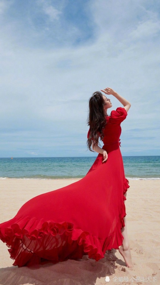刘诗诗第5期 唯美红裙海边写真