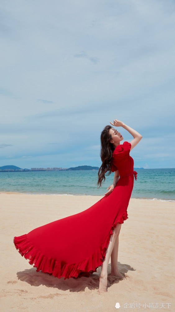 刘诗诗第5期 唯美红裙海边写真
