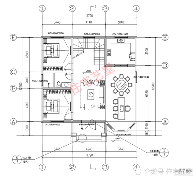 农村二层自建房别墅设计图纸,占地128平方米,超高颜值