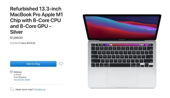 苹果开始销售搭载M1处理器的MacBook Pro 13官翻机：85 折-腾讯新闻