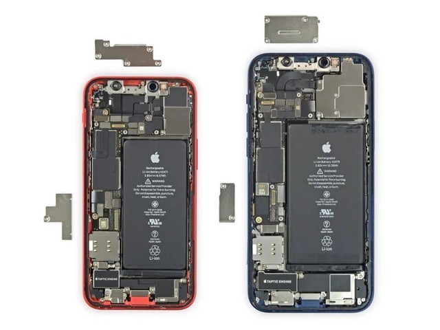 与 iphone 12相比,iphone    mini电池,扬声器和马达等组件都不同