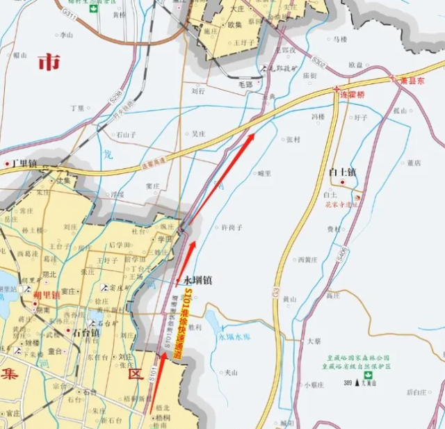 s101淮徐快速通道建设工程总体线路呈南北走向,全长9.