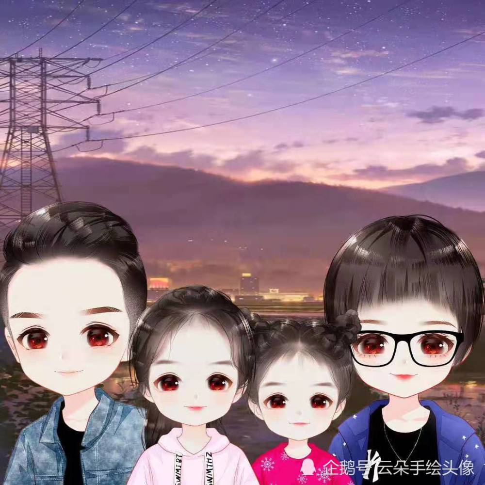 超有爱的全家福手绘头像,快找张照片画一幅吧