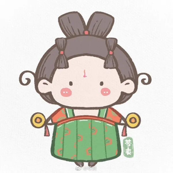 唐宫夜宴小胖妞-谁都可以画系列