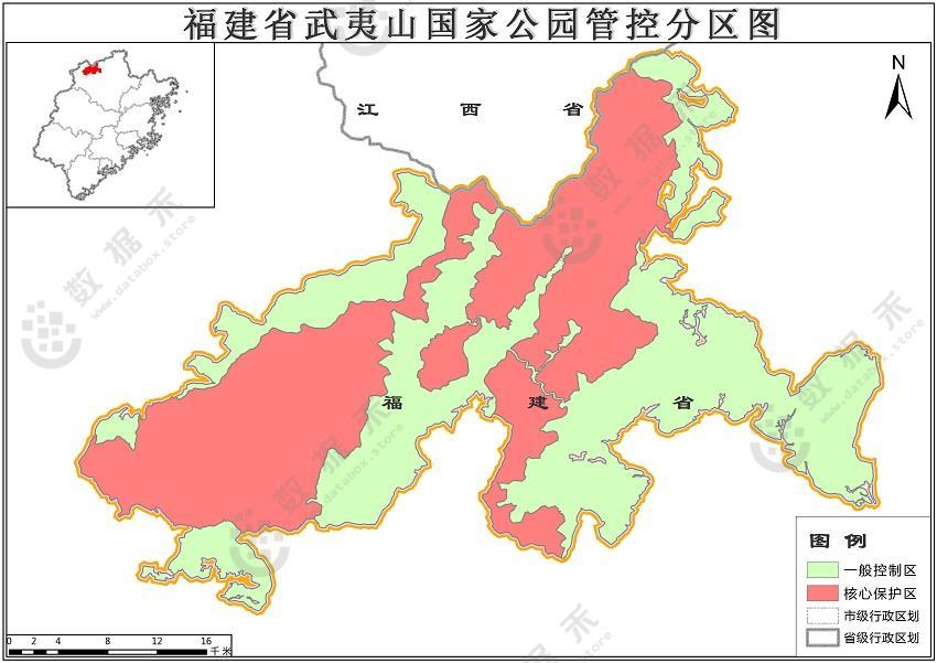 武夷山国家公园位于福建省北部,周边分别与福建省武夷山市西北部