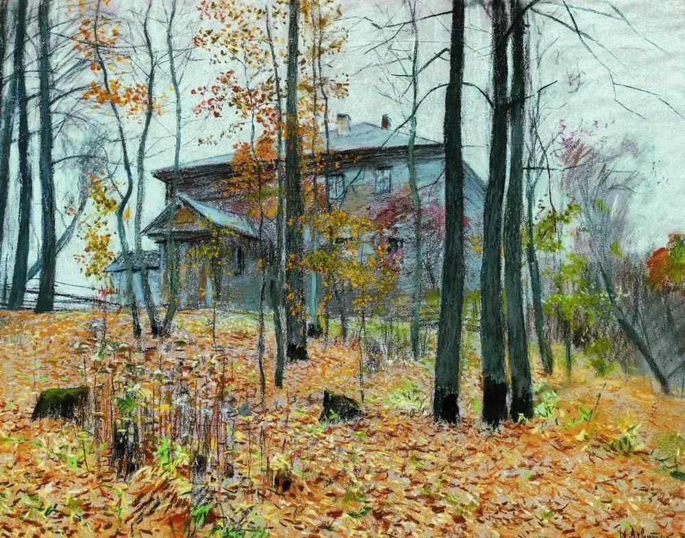 俄罗斯画家艾萨克·伊里奇·列维坦油画作品用笔洗练