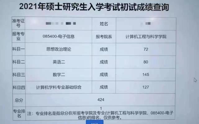 2021年考研初试成绩公布有人已经查到分数满屏400又要来了