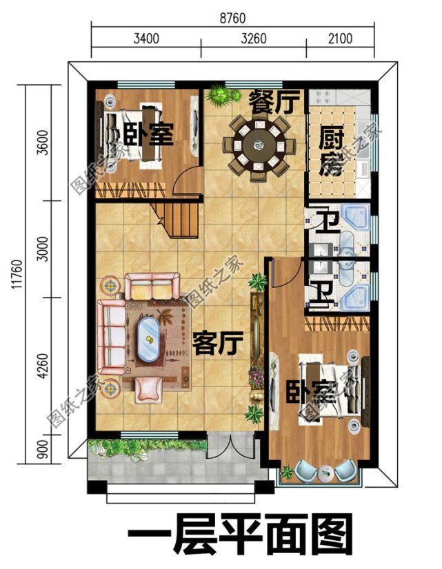 书房,露台 户型图展示 第三款:新农村三层房屋设计图以及户型图,别墅