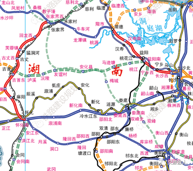 截止2020年12月30日,国家铁路网建设及规划示意图中,张家界至衡阳铁路