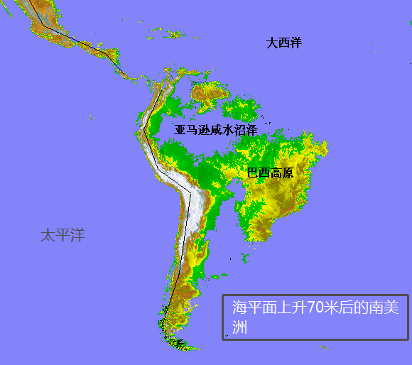 此时的南美洲由科迪勒拉山系,巴塔哥尼亚高原,圭亚那高原,巴西高原