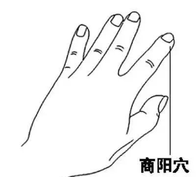 功效:经常用拇指尖掐一掐商阳,能旺盛大肠经的气血,调节消化道功能