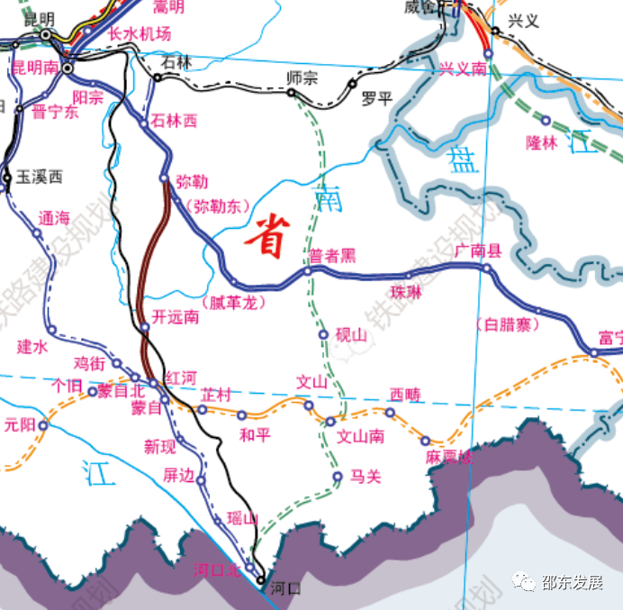 截止2020年12月30日,国家铁路网建设及规划示意图中,师宗至河口铁路