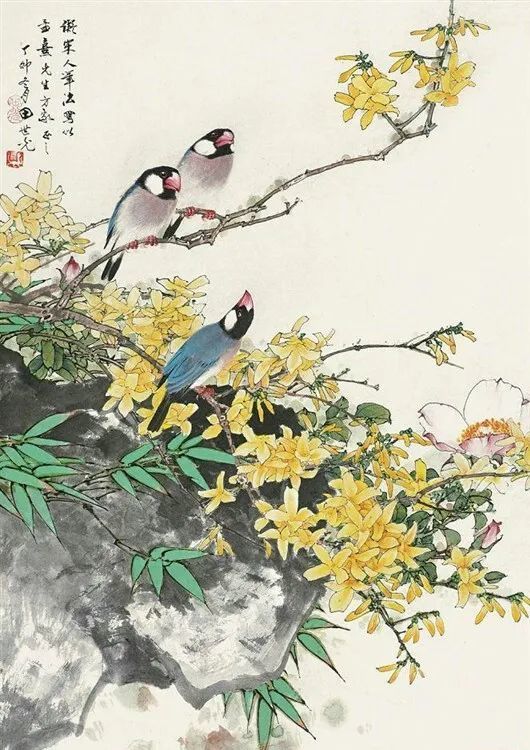 国画大师笔下迎春花端庄秀丽春意盎然