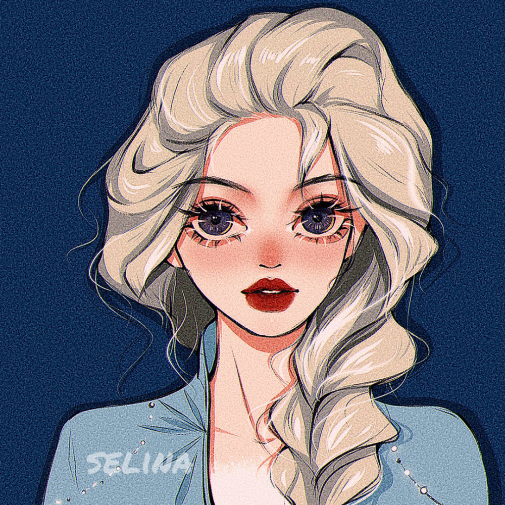 迪士尼公主磨砂质感手绘头像 画师:selina