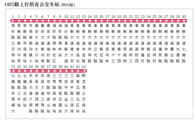 微信东西湖h85路公交的线路