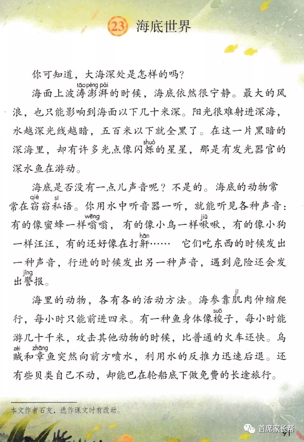部编版三年级语文下册微课课文23海底世界