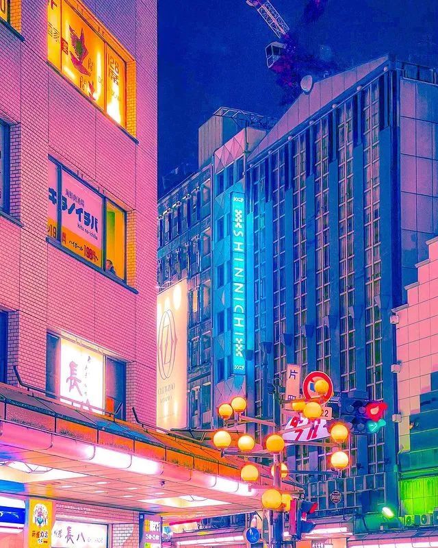 朋友圈配图赛博朋克滤镜下的日本街头