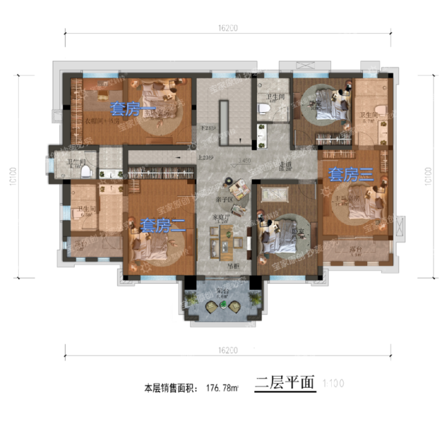 暖房独立成室,150平占地也拥有超40平大堂屋43平客,餐,前厅一体化设计