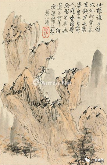 梅清1672年作 黄山胜景全图册 册页(十二开)设色纸本