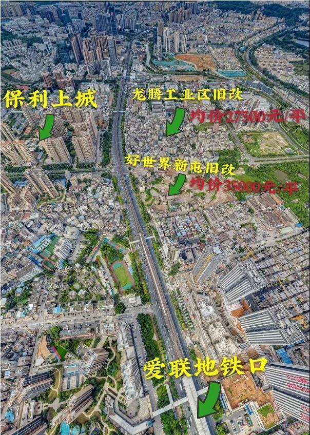 中心,周边聚集了约15个城市更新项目,多集中于龙岗大道两侧,地铁沿线