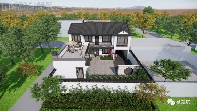 易盖房丨14.9m×20m,安徽宿州陶家带庭院中式别墅