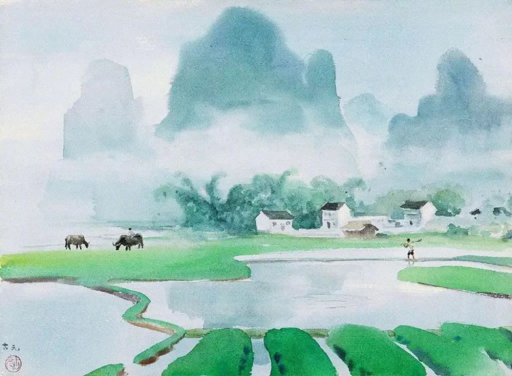 国画春耕图,感受绝无仅有的画风