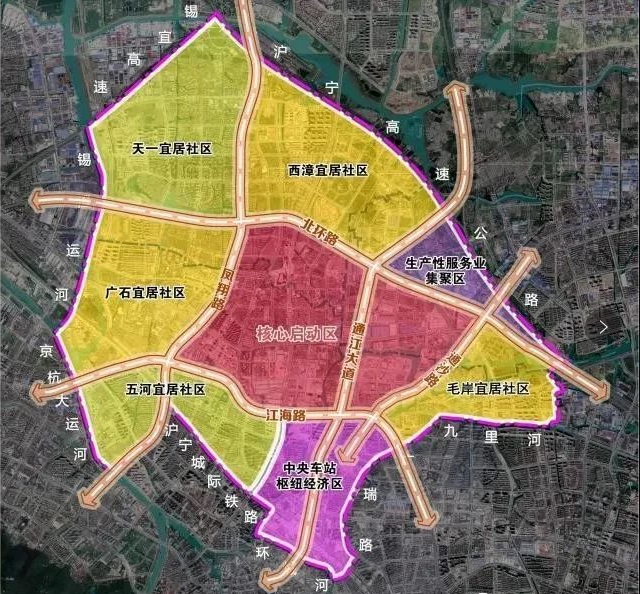 根据网传规划,梁溪科技城规划将形成 "一核七区"的功能布局结构.