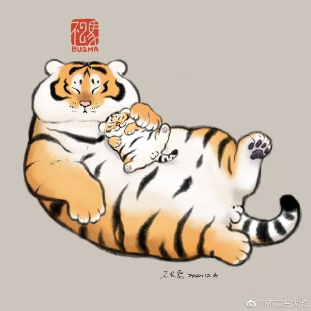 "萌虎"出没请注意!他把老虎画成胖胖的"肉球",引77万网友强势围观