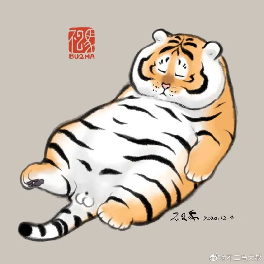 萌虎出没请注意他把老虎画成胖胖的肉球引77万网友强势围观
