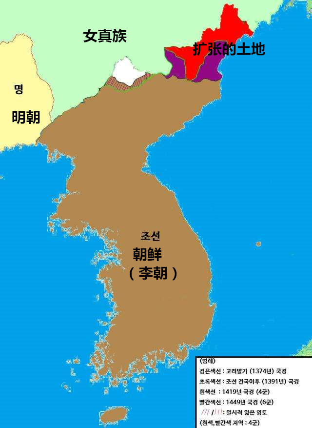 明朝时期中国和朝鲜的边界迁移到了鸭绿江 ▲永乐年间的北进