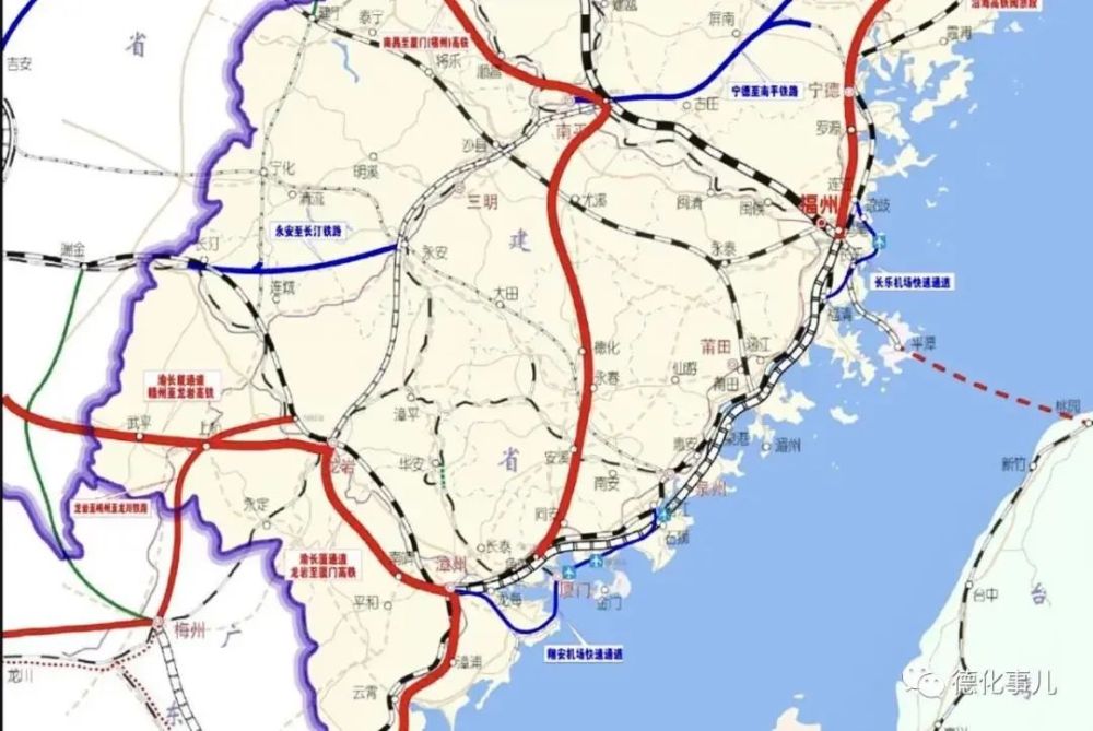 昌厦高铁局部规划线路图 | 《福建省中长期铁路网规划》 来源:土建