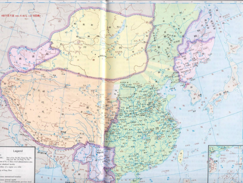 下面有三张三个时期的唐朝疆域图,三个时期国家疆域版图均不一致.