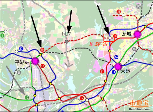 根据规划,龙城西站是深圳地铁10号线东延段第五个站点,也是终点站