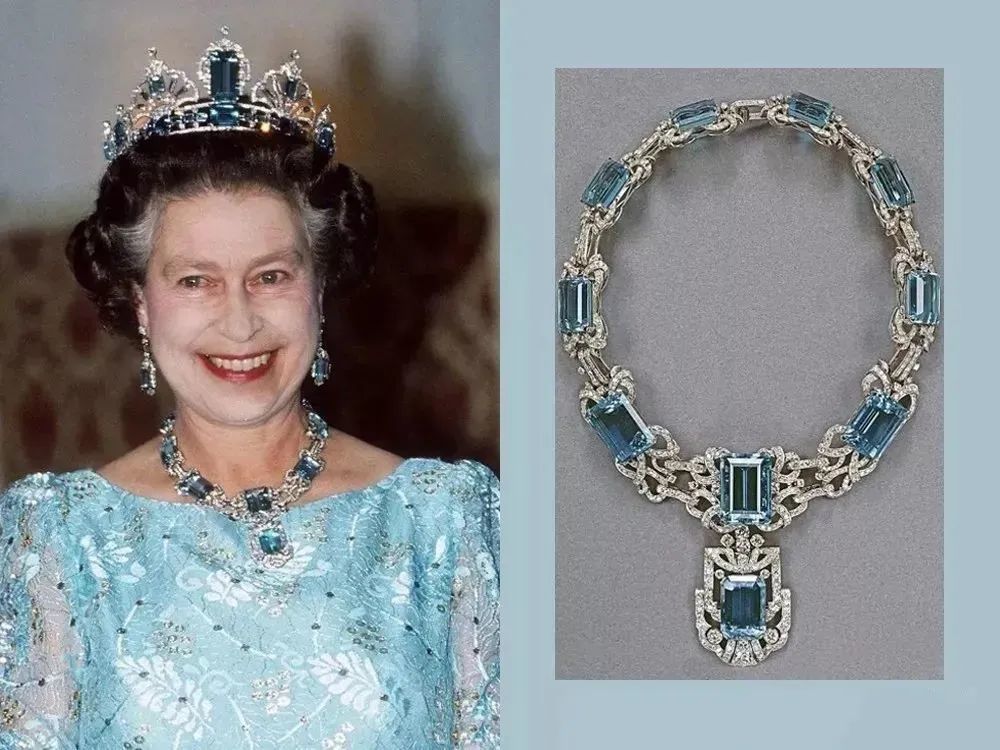 英国女王伊丽莎白二世的全套海蓝宝