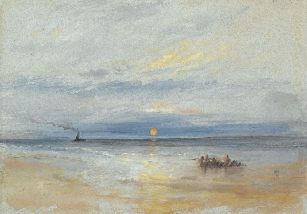 透纳常以难度较大的大全景视角去描绘广阔的场景,画海景,画风云变幻