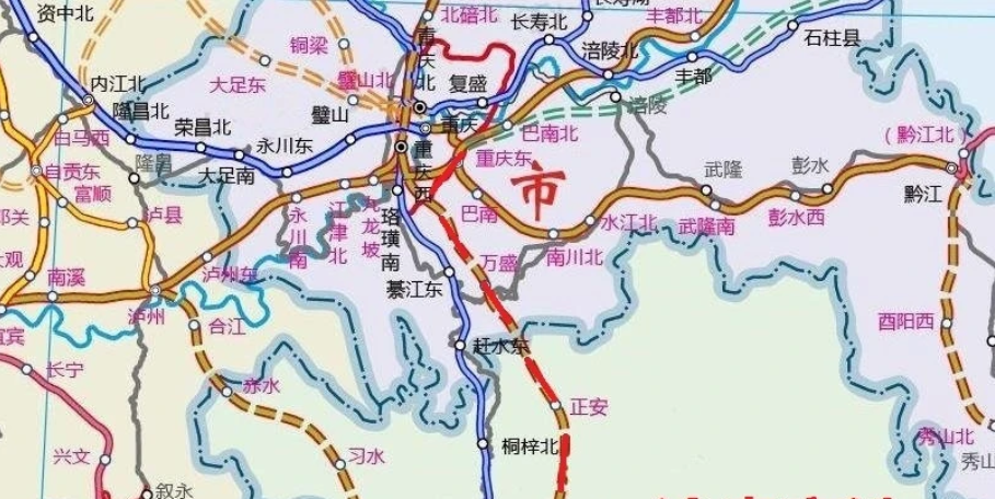 全长265千米,渝黔高铁沿线共设重庆站,重庆东站,巴南惠民站,南川北站