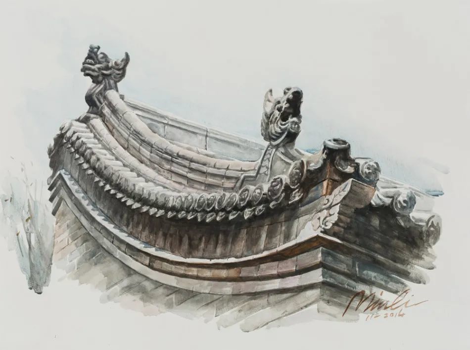 古色古香水彩建筑街景作品欣赏