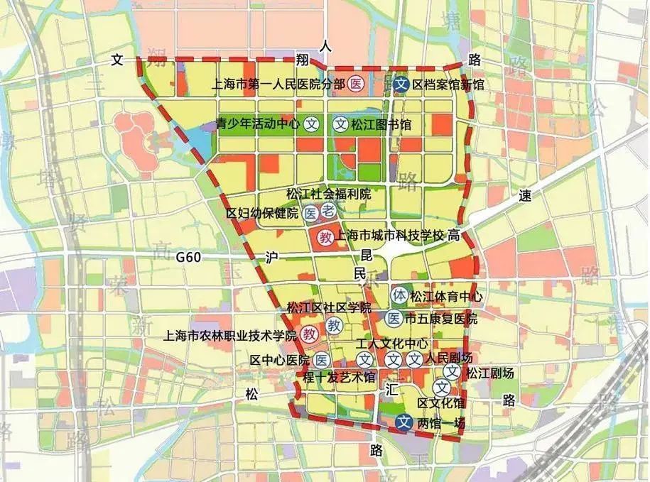 松江2035总规划—城市副中心用地布局规划图交通距离长途汽车客运站约