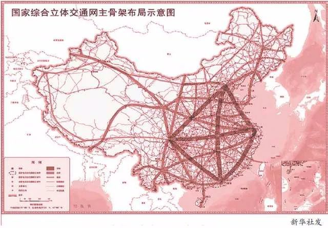 国家综合立体交通网主骨架布局示意图    :新华社