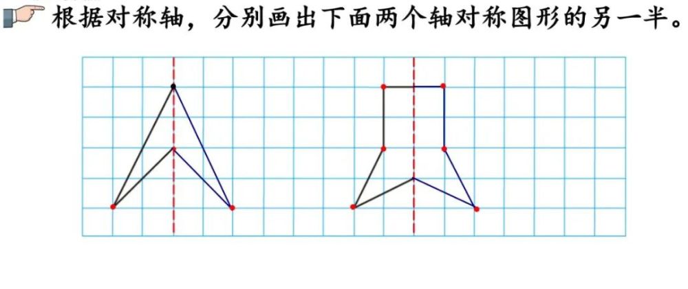 把描出的对称点按顺序连线,得到轴对称图形的另一半.