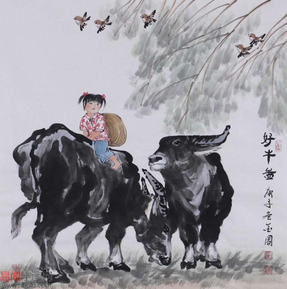 中国当代优秀画家周金阊动物画牛作品欣赏