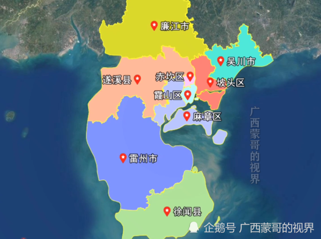卫星图看广东湛江市能与茂名相媲美的粤西城市