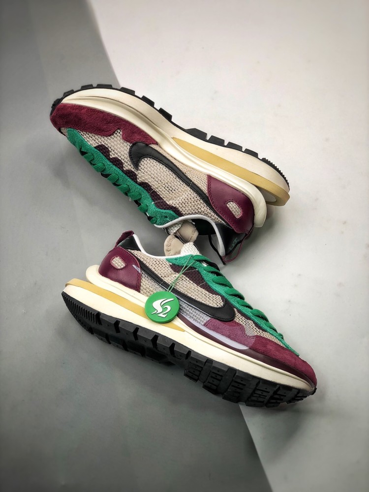 sacai x nike vaporwaffle 3.0酒红华夫