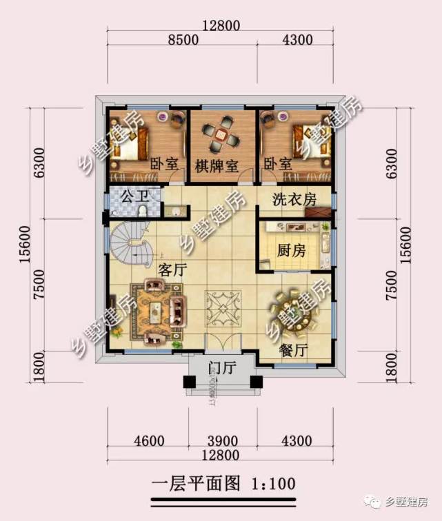 别墅平面图建筑特点:简欧风格三层别墅,前后大窗设计南北通透美观