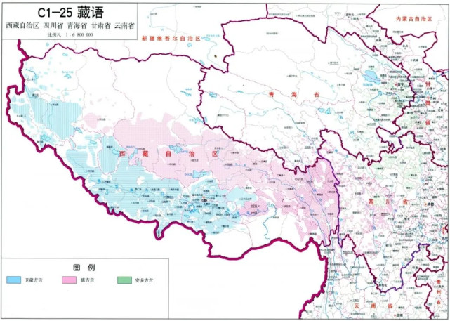 上图_ 中国藏语分布地图藏语和汉语在读音,词汇,语法上还有众多相似