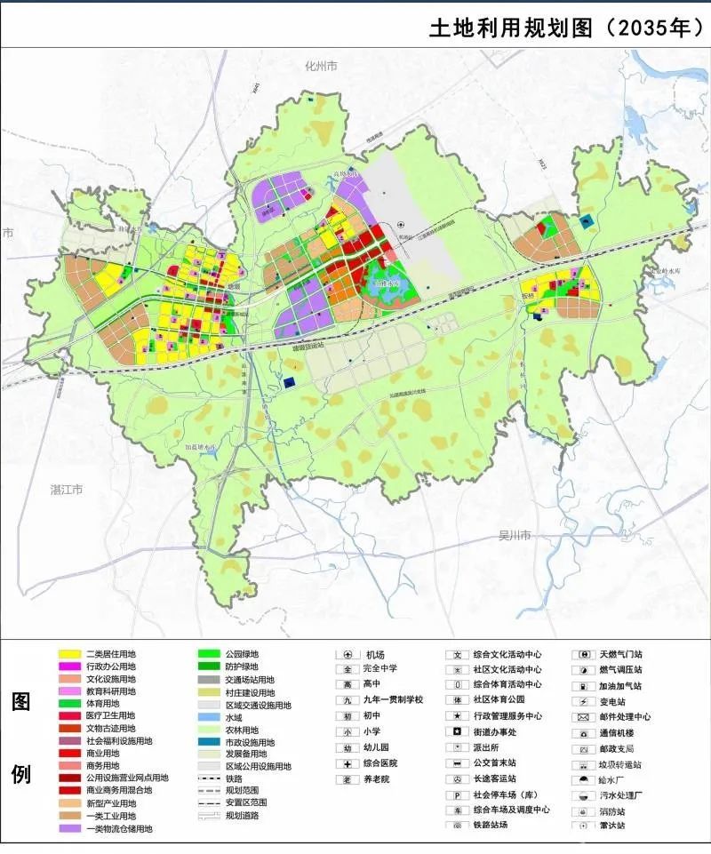 (湛江吴川机场空港经济区土地利用规划图)