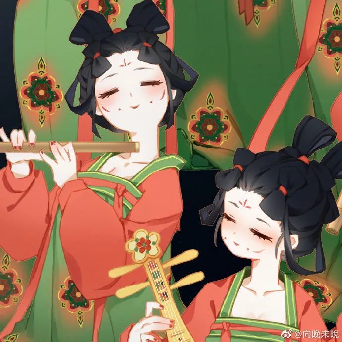 古风插画唐宫夜宴的舞蹈真的太棒了